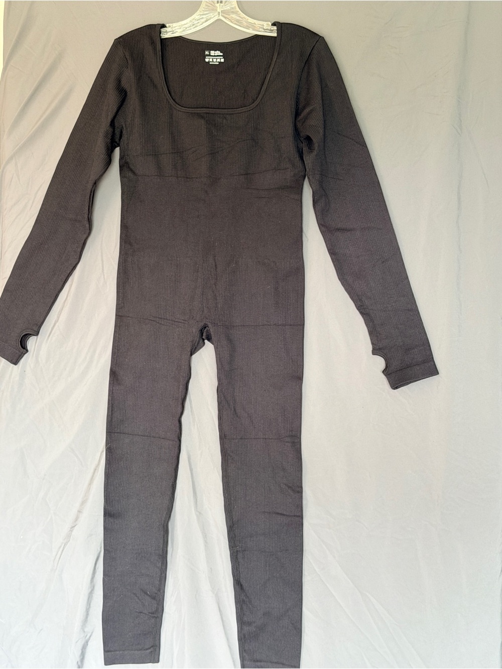 Amazon Black Ribbed Long-Sleeve Jumpsuit